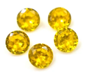 AAA++ Zirconi Cubici Colore Giallo Zirconi 6mm Tondo Sfaccettato Pietre Preziose Sciolte 7,40 Crt - Foto 1 di 4