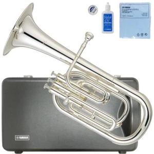 YAMAHA YAH-203S Eb Alto Horn 3 Piston Top Action Silver w/ Hard Case Mouthpiece - Picture 1 of 8