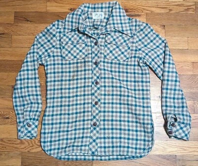 Camisa vintage a cuadros Patty Woodard - ¿Pequeña para mujer? - ¡Falta botón de franela! Foto 1 de 4