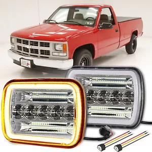 2X 7x6" Led Headlight HI-Lo DRL for Chevy C1500 C2500 C3500 Suburban Pickup FD01 - Foto 1 di 15