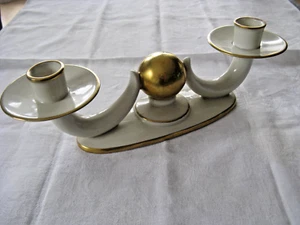 Gerold Porzellan Bavarian Leuchter 2 Kerzen weiß/Gold - Bild 1 von 4