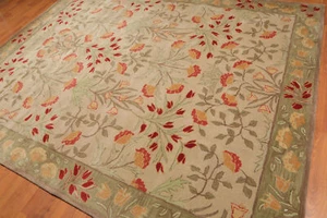 Handmade Transitional Wool Botanical Floral Area Rug Beige 9' x 12' - Picture 1 of 6