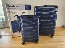 2 PIECE Samsonite Amplitude Hardside Blue Luggage Set Carryon Checked Spinner