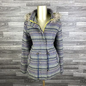 Chaqueta con capucha para mujer MOSSIMO SUPPLY CO gris azteca con ribete de piel sintética XL - Imagen 1 de 11