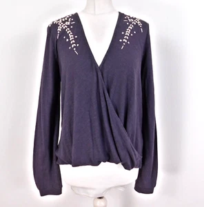 Komodo Navy Blue Wrap Top Size 12 Hemp Cotton Blend Eco Clothing - Picture 1 of 7