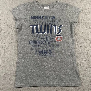 Minnesota Twins Shirt Youth Large Grey Silver Logo Short Sleeve Top Tee Girls - Picture 1 of 11