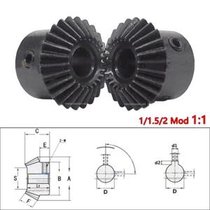 1/1.5/2 Mod Kegelrad 20/25/30 Zähne Kegelzahnrad Übersetzung 1:1 Bohrung 8-25mm - Picture 1 of 15