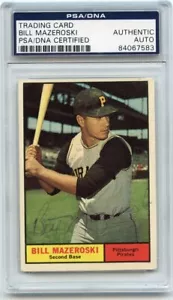BILL MAZEROSKI Vintage Signed 1961 Topps # 430 Pirates HOF PSA/DNA Encapsulated - Picture 1 of 1