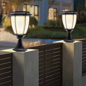 2-Pack Solar LED Post Light Lamp Yard Driveway Fence Outdoor Pillar Lights - Picture 1 of 13