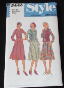 VINTAGE~STYLE PATTERN #2446~MISSES DRESS~VEST~WAISTCOAT~SZ 12~UNCUT~1978 - Picture 1 of 2