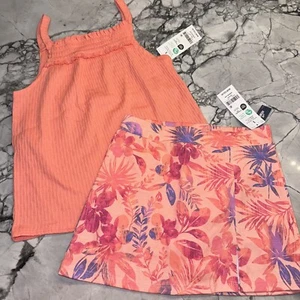 Oshkosh Girls Size 5 Peach/Orange Tank Skort Outfit Set NEW - Picture 1 of 3