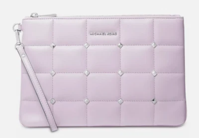 Bolsa carteira Michael Kors Wristlet XL com zíper bolsa de mão acolchoada couro Tech-Case nova com etiquetas - Imagem 1 de 4