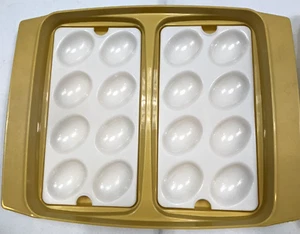 VTG Tupperware Deviled Egg Keeper Carrier Tray Container 723-3 Harvest Gold USA - Picture 1 of 7