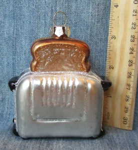 RETRO TOASTER Vintage BLOWN GLASS Christmas Tree Ornament BX - Picture 1 of 2