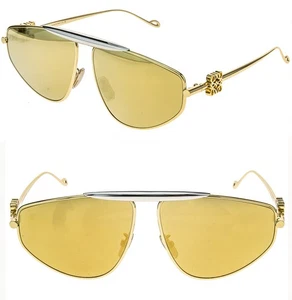 LOEWE LW40116U 40116 Metal 3D ANAGRAM Mask White Gold Mirrored Sunglass 25G - Picture 1 of 11