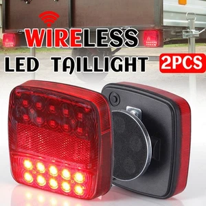Wireless Led Rear Tail Lights Battery Rechargeable Magnetic Tow Towing Trailer - Picture 1 of 18