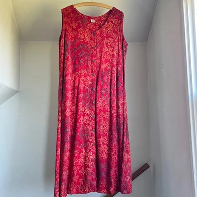 Maxi Vestido Red Vine Floral Rayón XL Sin Mangas Terroso Batik Verano Bosque Hada Foto 1 de 4