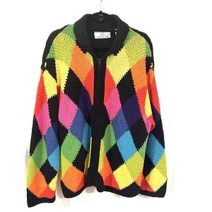 Vintage Womens 3X Marisa Christina Argyle Patchwork Cardigan Granny Core - Imagen 1 de 13