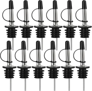 12 Pack Liquor Pour Spout, Stainless Steel Classic Bottle Pourers with Rubber Du - Picture 1 of 2
