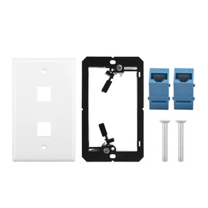 Ethernet Wall Plate with Low Voltage Mounting Bracket,Single Gang 2 Port2750 - Afbeelding 1 van 7