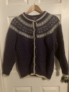 VTG Eastern Mountain Sports EMS Womens Wool Shetland Nordic Sweater Size L Heavy - Picture 1 of 6