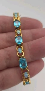 Ross Simons Opal Blautopas Gold Vermeil Sterling 925 Tennisarmband 6,75" - Bild 1 von 22