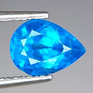 1.85Cts STUNNING PEAR SHAPE NATURAL NEON BLUE APATITE LOOSE GEMSTONE - Picture 1 of 4