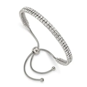 Stainless Steel Polished Preciosa Crystal Adjustable Bracelet - Picture 1 of 2