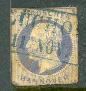 Deutschland Staaten 1859 Hannover 2gr dunkel blau Scott #20a VFU G474 - Bild 1 von 2