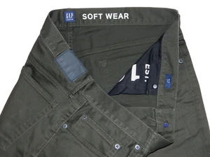 Men's Slim Jeans GAP Soft Wear Stretch Dark Olive Tag 36x32 measured Size 37x31 - Picture 1 of 5