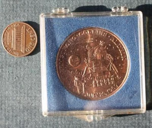 1969 Project Apollo 11 Armstrong Aldrin Collins Lunar Landing token in it's box- - Picture 1 of 1