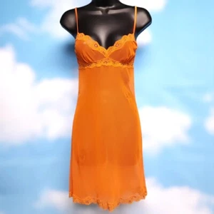 Vintage Y2k Halloween Orange Cosabella Micro Fishnet Slipdress - medium - Picture 1 of 5