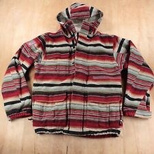 vtg y2k BURTON hooded wool serape striped aztec blanket parka jacket MEDIUM
