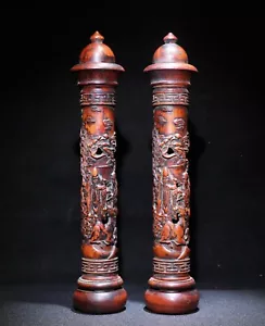 12" China Wood censer natural Rosewood Incense tube god of longevity - Picture 1 of 9
