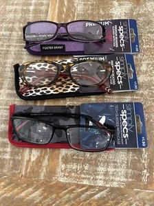 Lot Of 3 Foster Grant Simply Specs Premium Reading Glasses With Cases +1.50 - Picture 1 of 4