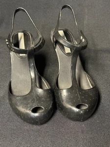 Melissa Black Jelly Rubber Sling Back Healed Shoes - Adult size 6 - Picture 1 of 6