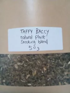TAFFY BACCY 100% natural plant+ herb blend SMOKE RYO, PIPE , SMOKE 50 gram - Picture 1 of 5
