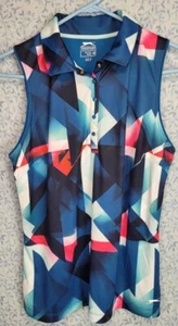 NWOT Slazenger Women's Sleeveless Golf Polo Top Snap Front Stretch Sz Medium - Picture 1 of 4