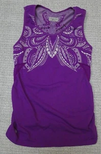 Athleta women's berry/white floral print stretch tank top Sz S - Picture 1 of 3