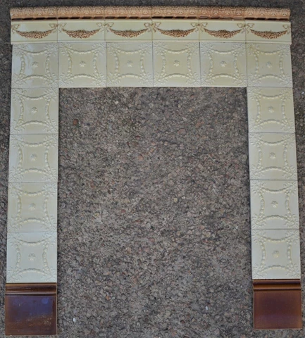 ENGLAND - ANTIQUE ART NOUVEAU - 28 ORIGINAL TILES FOR FIREPLACE c1900 Cover
