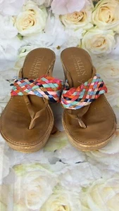 Sandali con zeppa in sughero intrecciato perizoma calzolai italiani misura 8,5 slip on multicolore - Foto 1 di 24