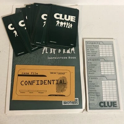 Jogo de tabuleiro Clue peças de reposição transportadores manuais apenas cartas e almofadas - Imagem 1 de 2