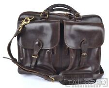MULHOLLAND BROTHERS Brown RANCHER'S Heavy Leather Briefcase Weekender Bag