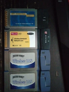 Four Cardbus PCMCIA wireless adapters Belkin FSD7010 802.11g For Vintage Laptops - Zdjęcie 1 z 2