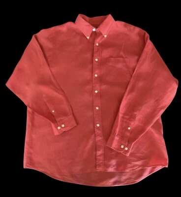 Женская рубашка Brooks Brothers 100% ирландский лен XL розовая на пуговицах - Изображение 1 из 4