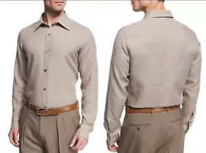 TOM FORD Iconic Luxury Informal Lino Camisa Lino Camisa Monocolor New 39 - Imagen 1 de 12