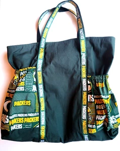GREEN BAY PACKERS Carry All Shoulder Bag Large Purse Travel Tote Bag Handmade - Picture 1 of 6