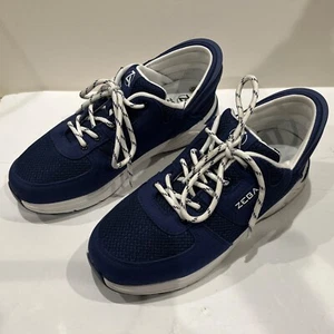 Zeba Shoes Hands Free M 9.5 Athletic Walking Comfort Shoes Navy Blue White - Picture 1 of 7