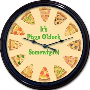 "Reloj de pared de pizza en la hora Pepperoni champi queso tomate cocina restaurante 10" - Imagen 1 de 1