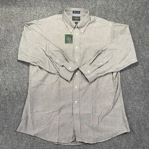 New Cavallon Shirt Mens 16.5 Grey Cotton Crossweave Button Up Made in USA - Picture 1 of 10